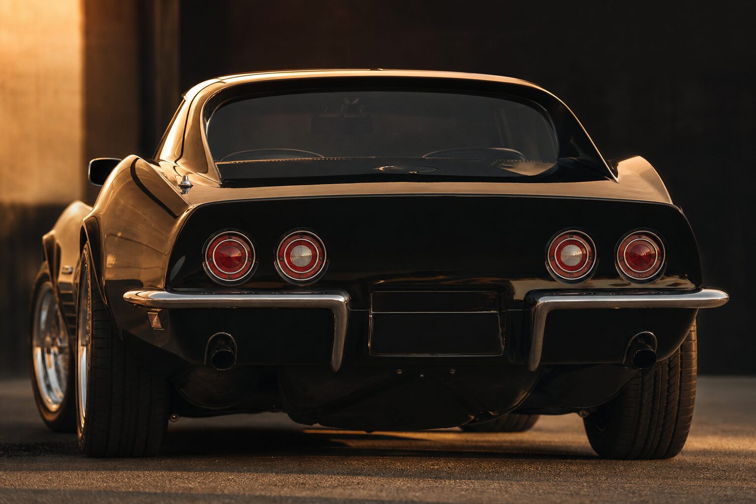 Corvette C3 arrière feux ronds design rétro américain