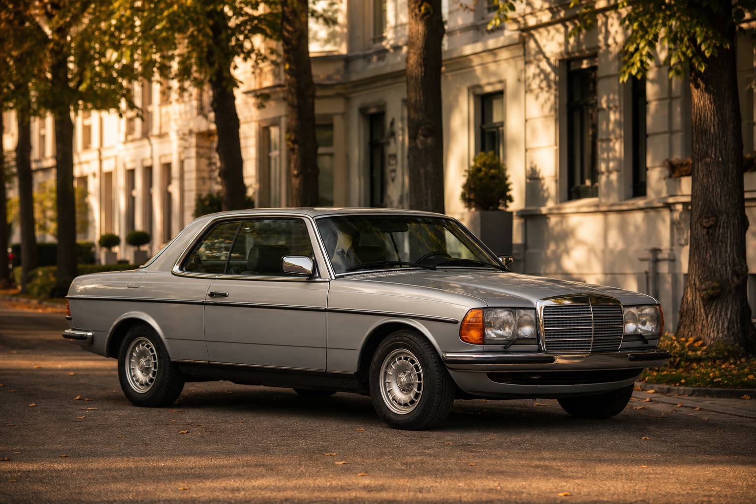 Mercedes C123 coupé classique extérieur argenté