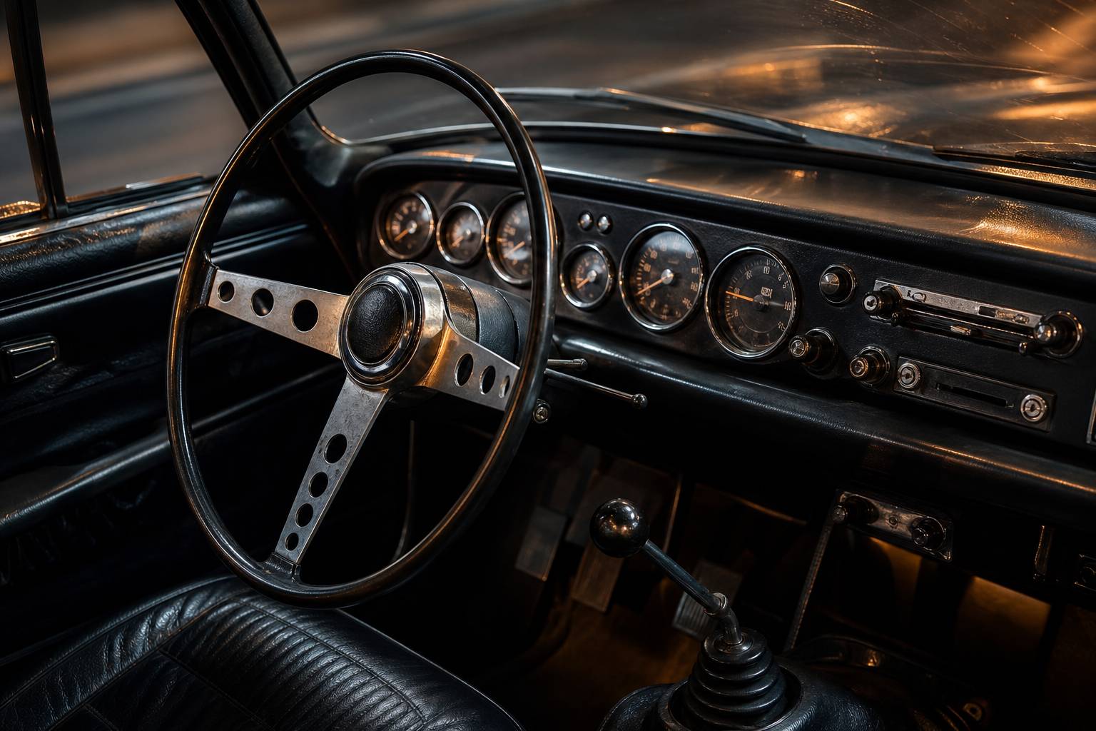 Tableau de bord et volant de Citroen Axel ancienne details interieurs