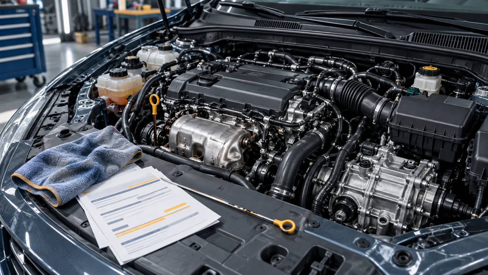 Moteur et factures d'entretien d'une voiture d'occasion